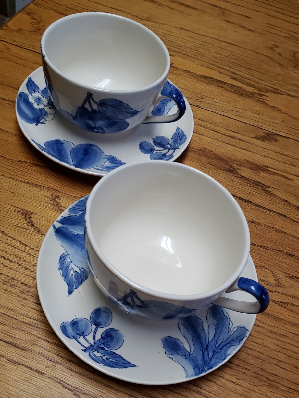 Blue Floral Porcelain Teacup and Saucer Set - Classic White and Blue